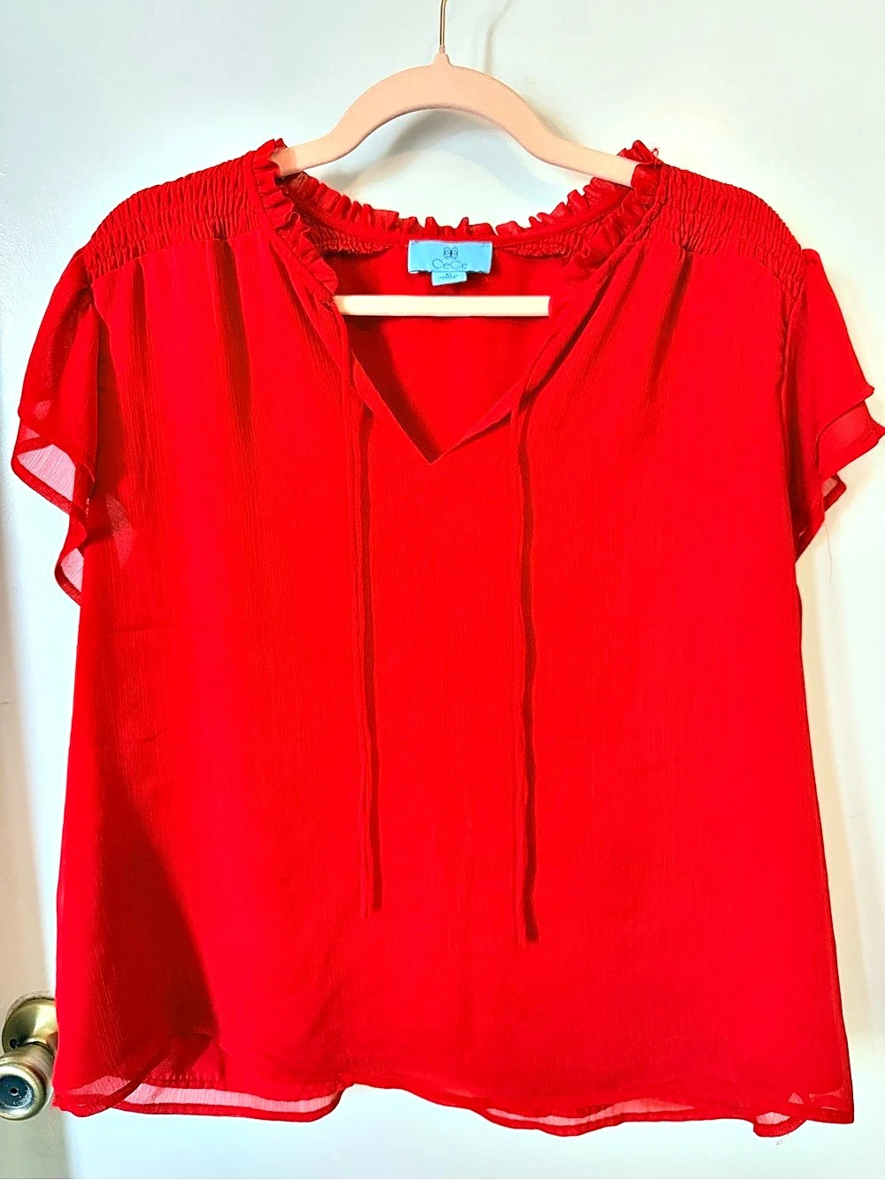 CeCe Red Blouse Size XL Like New